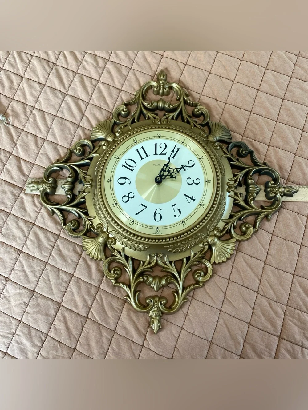Burwood New Haven - 1963 MCMLXIII 264 - Gold Wall Clock - MCM - Made In USA